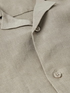 Saturdays NYC - Marco Zen Camp-Collar Lyocell and Linen-Blend Jacquard Shirt - Gray
