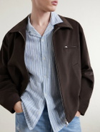 Corridor - Convertible-Collar Striped Cotton and Linen-Blend Shirt - Blue