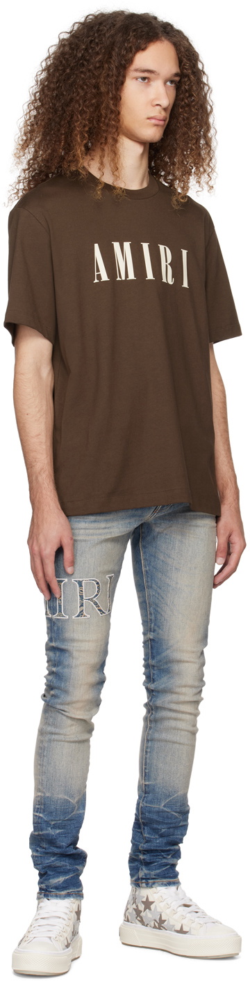 Tシャツ・カットソー AMIRI Dark Brown Leather T-Shirt AMIRI Brown Core T-Shirt Amiri