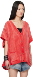 R13 Red Sleeveless Boxy Cardigan