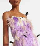Xu Zhi Feather-trimmed silk minidress