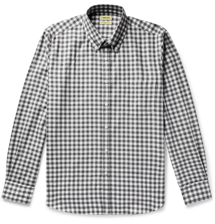 Photo: De Bonne Facture - Button-Down Collar Gingham Cotton-Twill Shirt - Gray