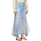 Unravel Blue Denim Tulle Distressed Skirt