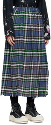 R13 Blue Kilt Midi Skirt