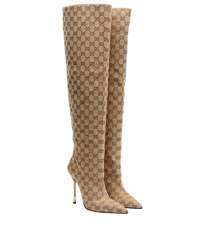 Photo: Gucci Bombshell GG Canvas over-the-knee boots