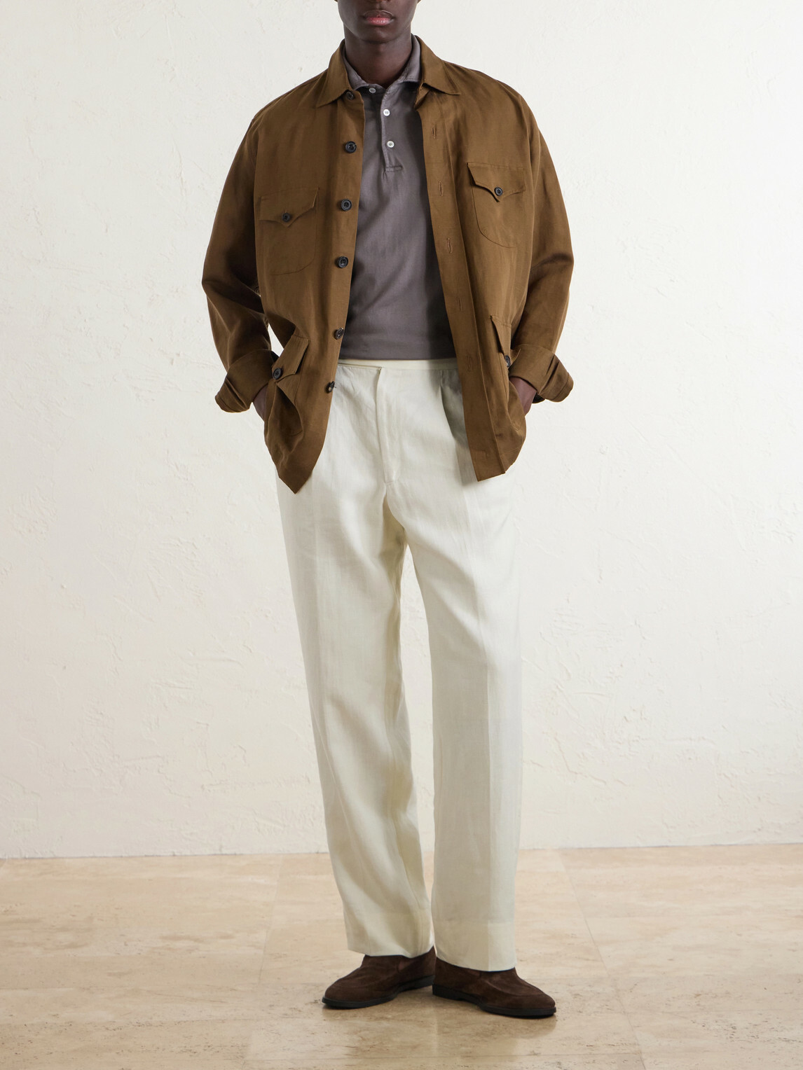 FEDELI - Cotton-Jersey Polo Shirt - Brown