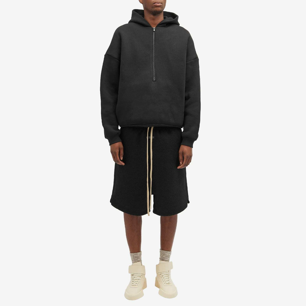 Fear of God Men's Boiled Wool Relaxed Shorts in Black Fear Of God