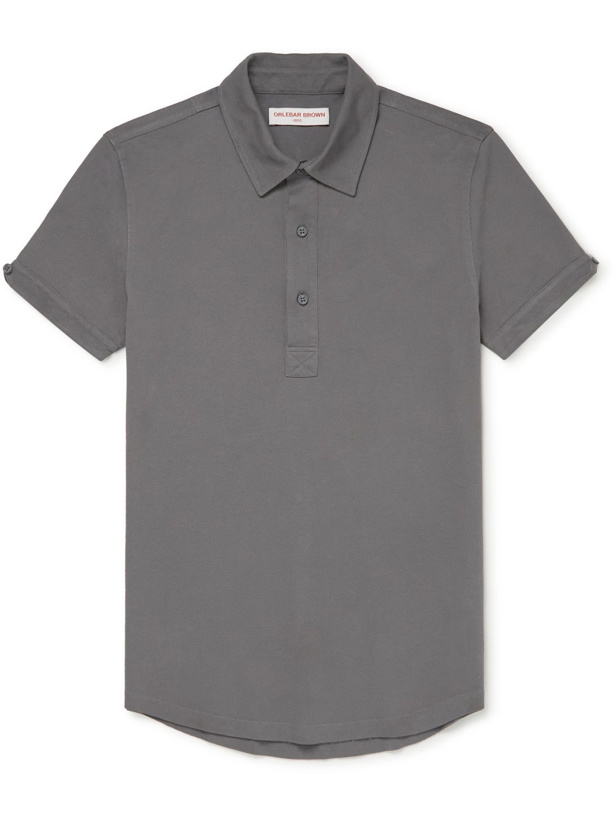 Photo: Orlebar Brown - Sebastian Slim-Fit Cotton-Piqué Polo Shirt - Gray