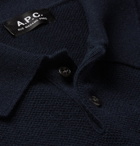 A.P.C. - Guitry Slim-Fit Wool and Cashmere-Blend Piqué Polo Shirt - Men - Navy
