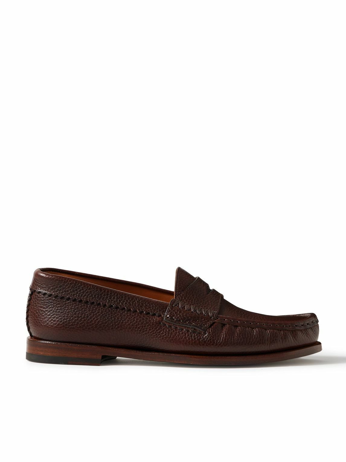 Yuketen - Rob's Pebble-Grain Leather Penny Loafers - Brown