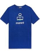 Isabel Marant - Karman Logo-Print Linen-Jersey T-Shirt - Blue