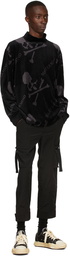 mastermind WORLD Black Velour Hi Neck All-Over Long Sleeve T-Shirt