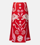 Cala de la Cruz Fabiana printed linen midi skirt