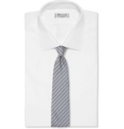 Brioni - 8cm Striped Silk and Linen-Blend Tie - Blue