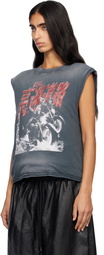 LU'U DAN Gray Wadded Sleeveless T-shirt