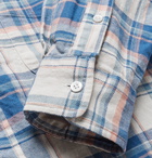 Beams Plus - Button-Down Collar Checked Cotton and Linen-Blend Twill Shirt - Blue