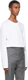 Thom Browne White Gusset RWB Tipping Stripe Long Sleeve T-Shirt