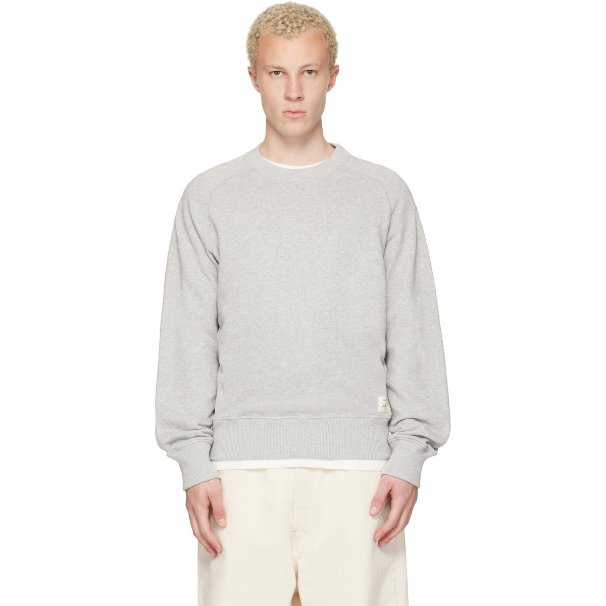 Merz b. Schwanen Gray Retro Fleece Raglan Cotton Sweatshirt