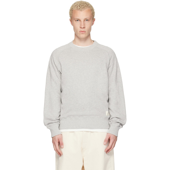 Photo: Merz b. Schwanen Gray Retro Fleece Raglan Cotton Sweatshirt