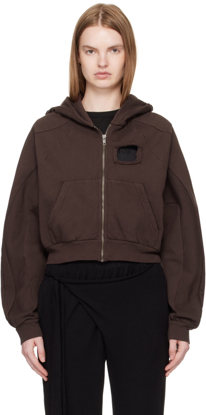 Photo: Ottolinger Brown Distressed Multiline Zip Hoodie