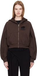 Ottolinger Brown Distressed Multiline Zip Hoodie