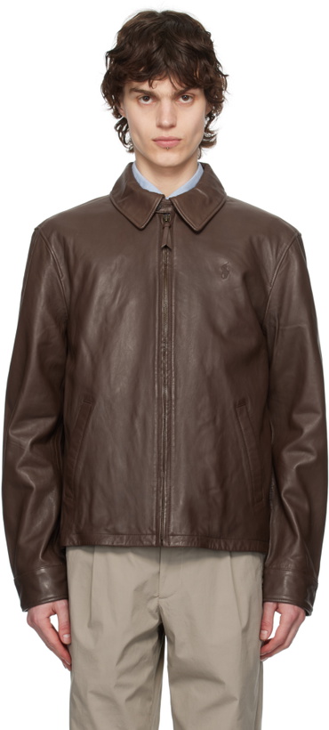 Photo: Polo Ralph Lauren Brown Zip Leather Jacket