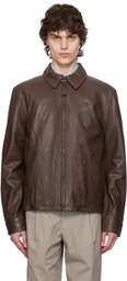 Polo Ralph Lauren Brown Zip Leather Jacket