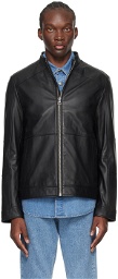 Hugo Black Paneled Leather Jacket