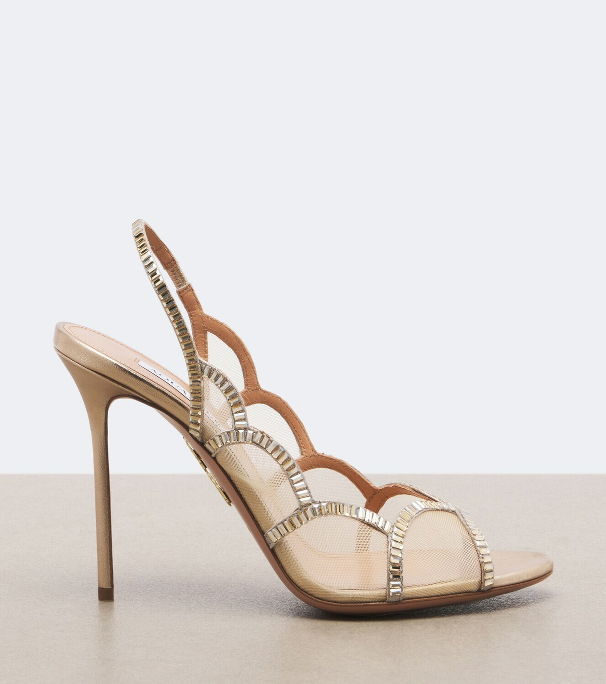 Aquazzura Nightfall embellished mesh slingback sandals
