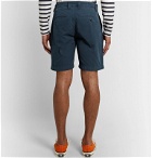Albam - Slim-Fit Garment-Dyed Pleated Cotton-Ripstop Shorts - Blue