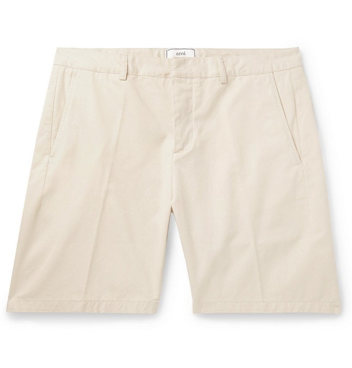Photo: AMI - Slim-Fit Cotton-Twill Bermuda Shorts - Cream