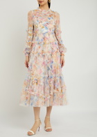 Needle & Thread Mariannes Floral-embellished Tulle Midi Dress Multicoloured