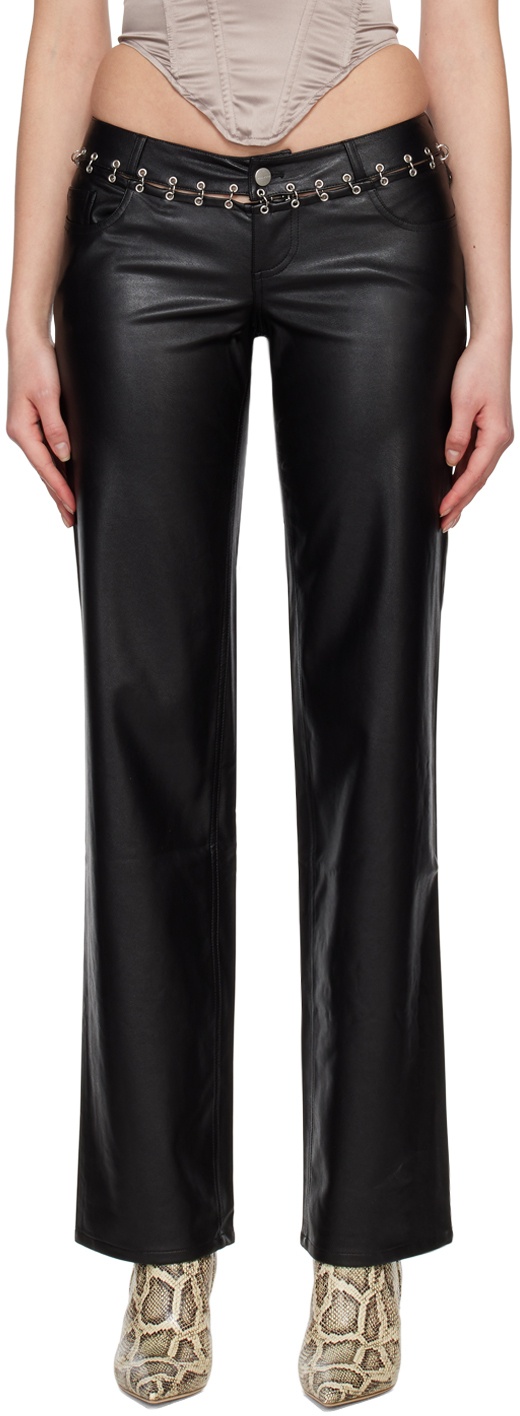 Miaou Black Marco Faux-Leather Pants Miaou