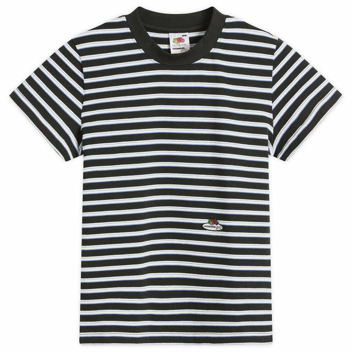 Photo: Hommegirls Women's x Fruit of the Loom Striped Baby T-Shirt in Baby Blue