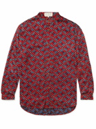 SMR Days - Tulum Grandad-Collar Printed Cotton and Modal-Blend Twill Shirt - Red