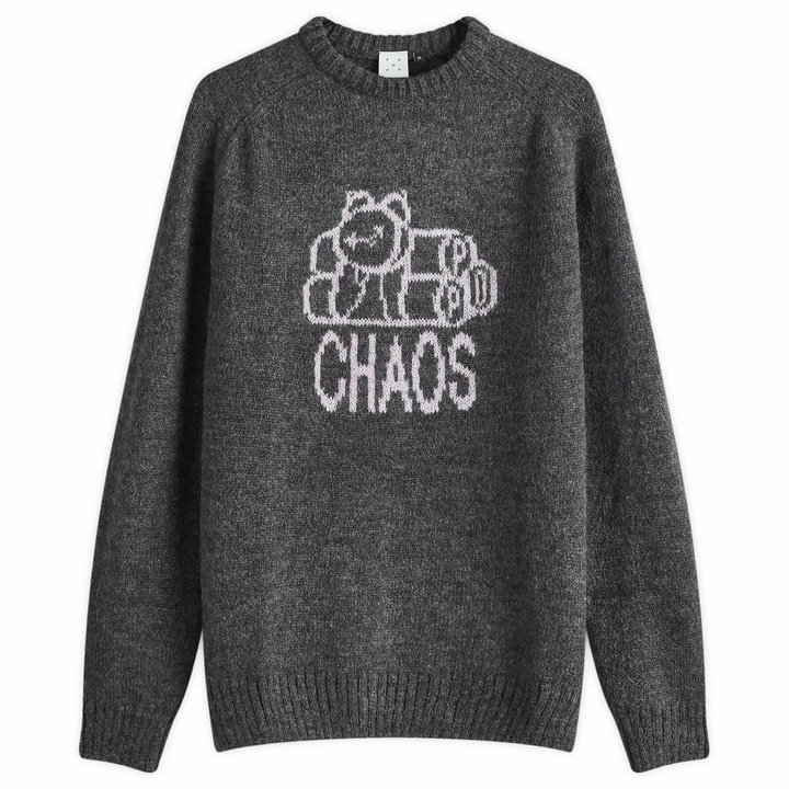 Photo: Pop Trading Company Men's Chaos Knit Crew in Anthracite