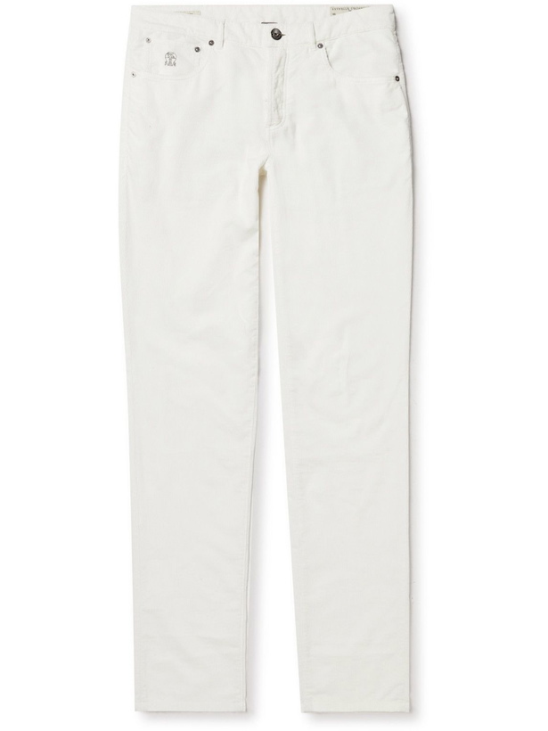 Photo: Brunello Cucinelli - Straight-Leg Cotton-Corduroy Trousers - Neutrals