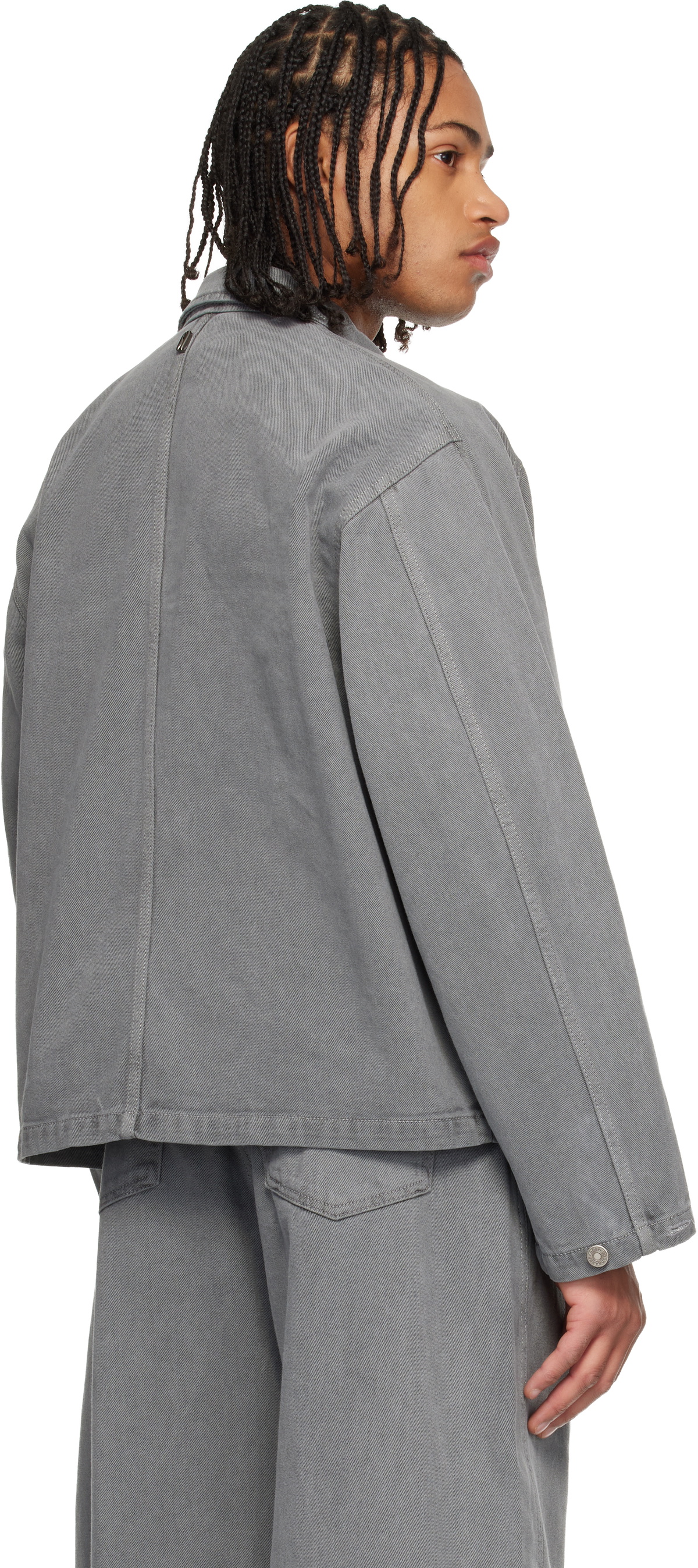 LE17SEPTEMBRE Gray Garment-Dyed Hunting Denim Jacket