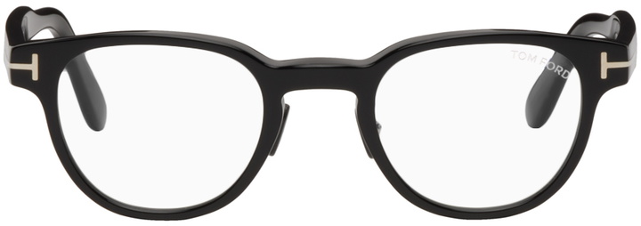 Photo: TOM FORD Black Blue Block Round Glasses