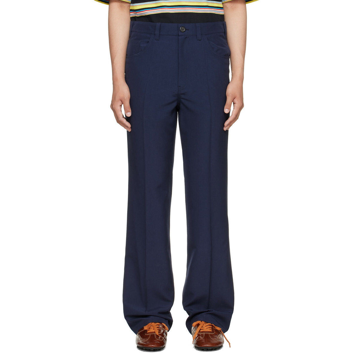 Marni Navy Virgin Wool Trousers