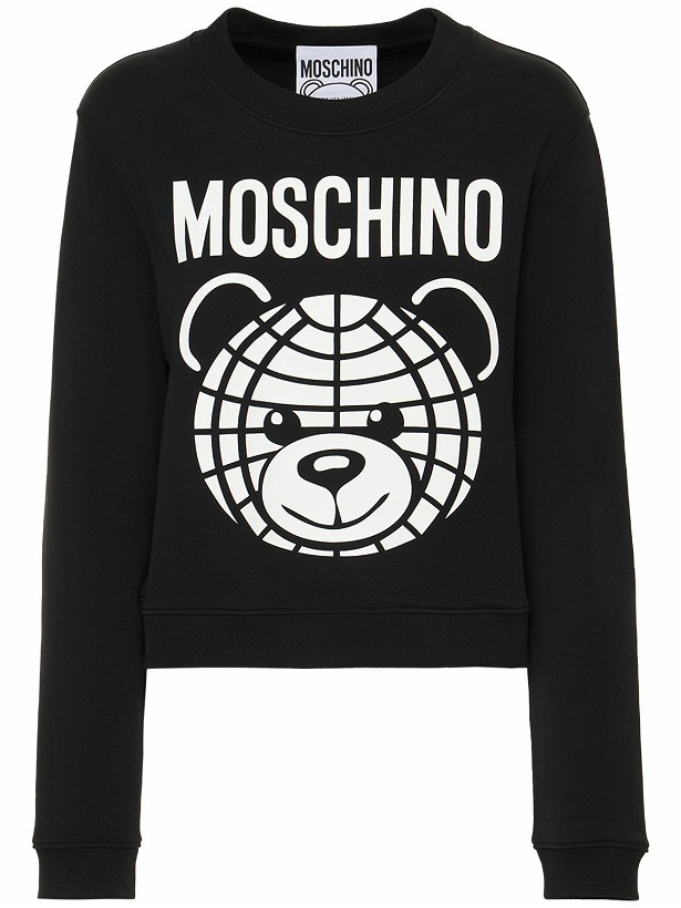 Photo: MOSCHINO Teddy Logo Print Cotton Sweatshirt