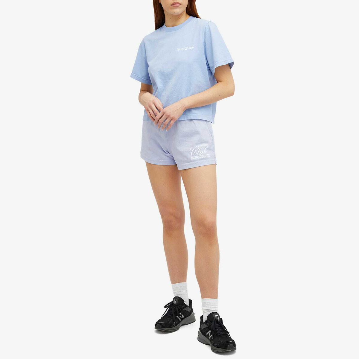 Sporty & Rich Women's 94 Country Club Disco Shorts in Chambray/White