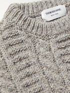 THOM BROWNE - Striped Cable-Knit Wool and Mohair-Blend Sweater - Gray