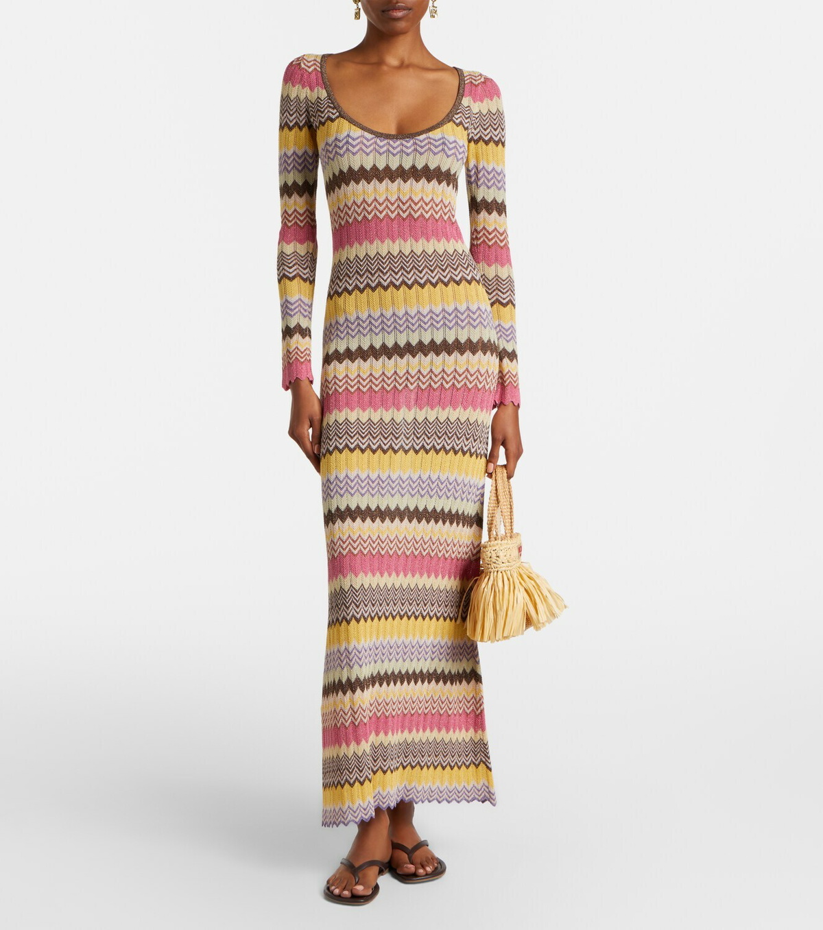 Faithfull Pedro chevron lamé maxi dress