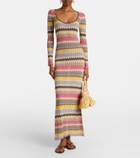 Faithfull Pedro chevron lamé maxi dress