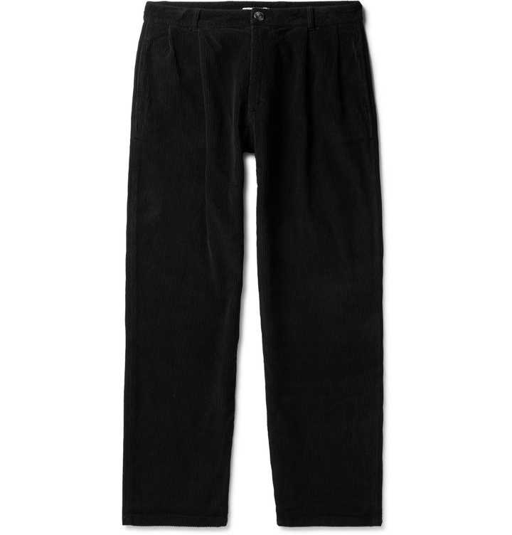 Photo: Pop Trading Company - Hewitt Wide-Leg Pleated Cotton-Corduroy Suit Trousers - Black