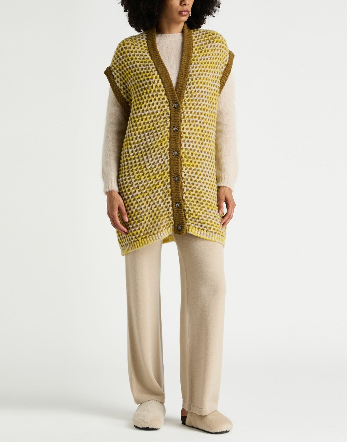 Manila Grace Womens Cardigan in Yellow