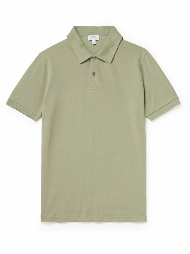 Photo: Sunspel - Cotton-Piqué Polo Shirt - Green