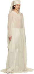 Rick Owens Off-White Hollywood Hooded Kaftan Pullover Coat