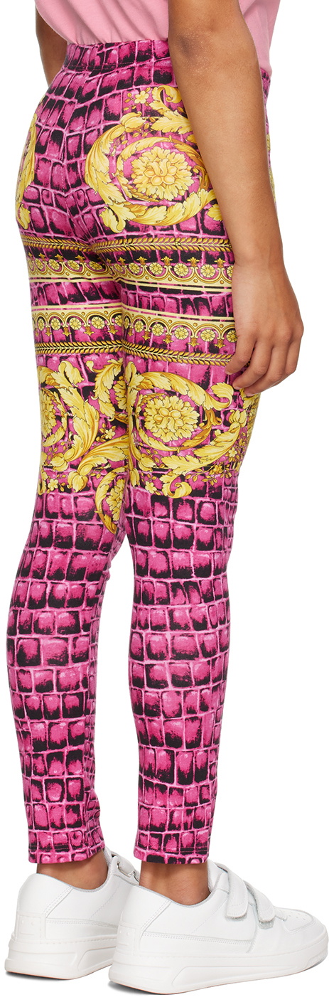Versace Kids Pink Barocco Leggings Versace